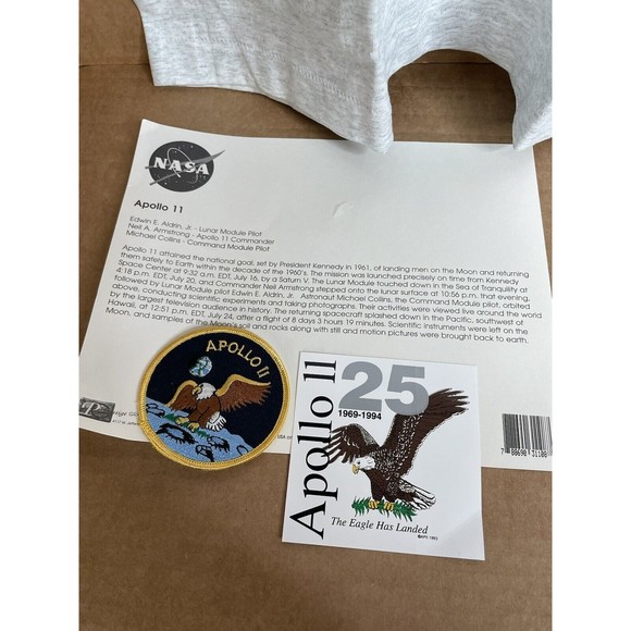 New Vintage Fruit of the Loom Apollo 11 25th Anniversary Package Tshirt XL Grey - Picture 2 of 11